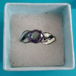 Opal and purple gem ring
